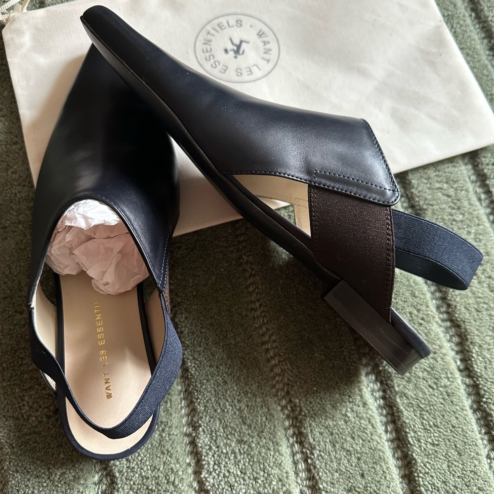 Pointed chic leather sling-back flat - NEVER WORN, NWT.